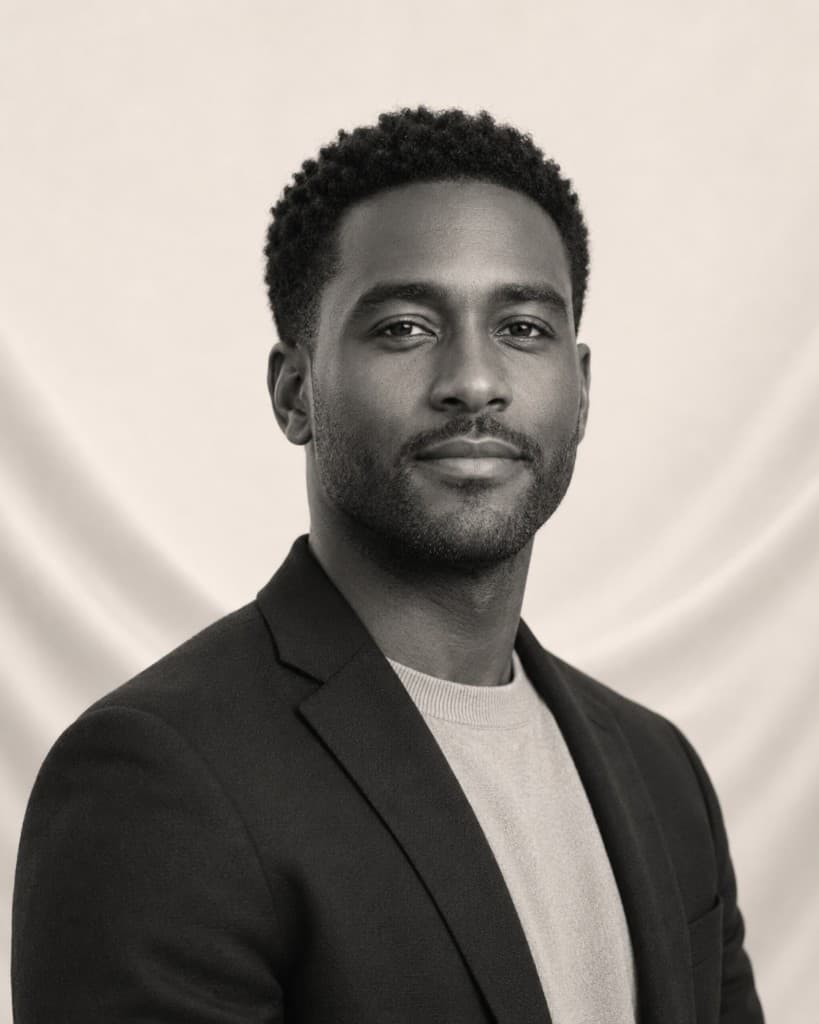 Warm monochrome portrait representing The Connector persona.